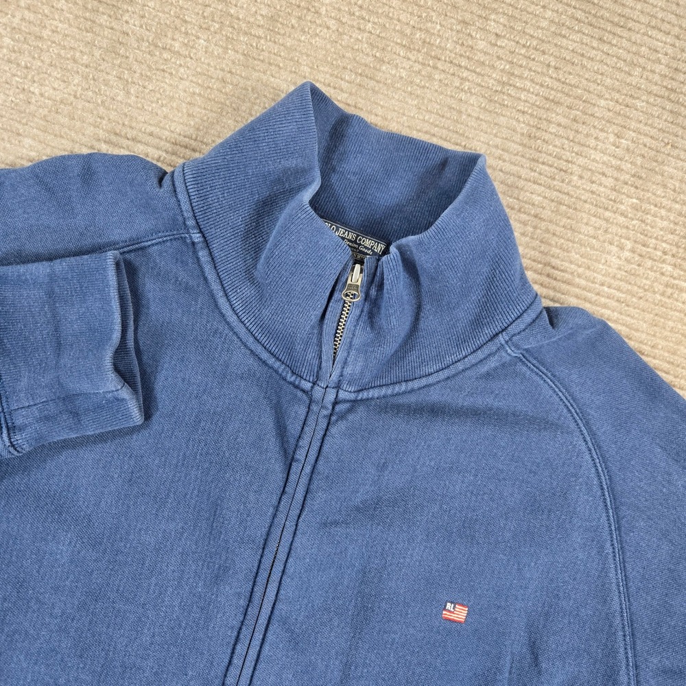 Polo‎ Jeans Co Ralph Lauren Mens XL Navy Blue Flag Full Zip Sweatshirt Jacket